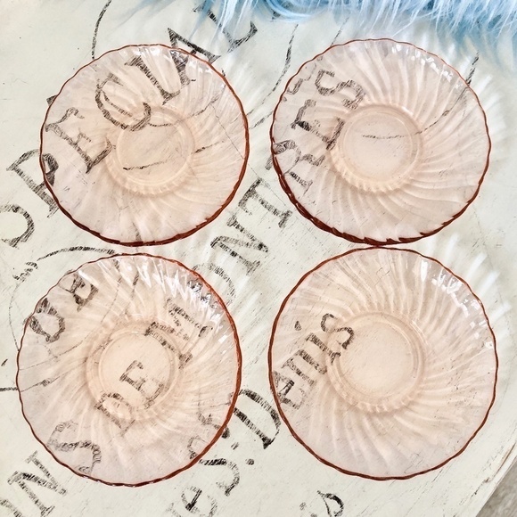 Arcoroc of France, Rosaline, Pink Swirl, Demitasse, Cup and Saucer, Set of 4 - Picture 7 of 11